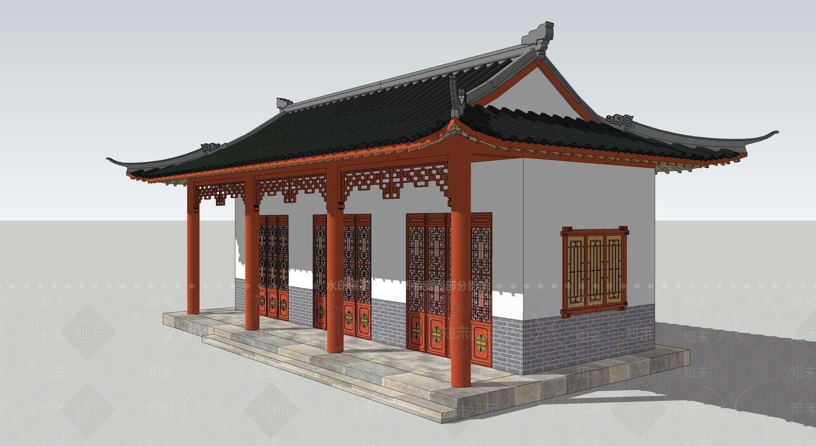 中式古建筑SU模型下载【ID:1194924447】