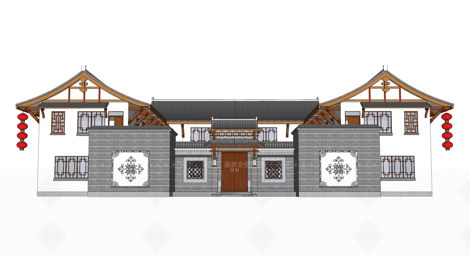 新中式中式四合院SU模型下载【ID:1194924957】