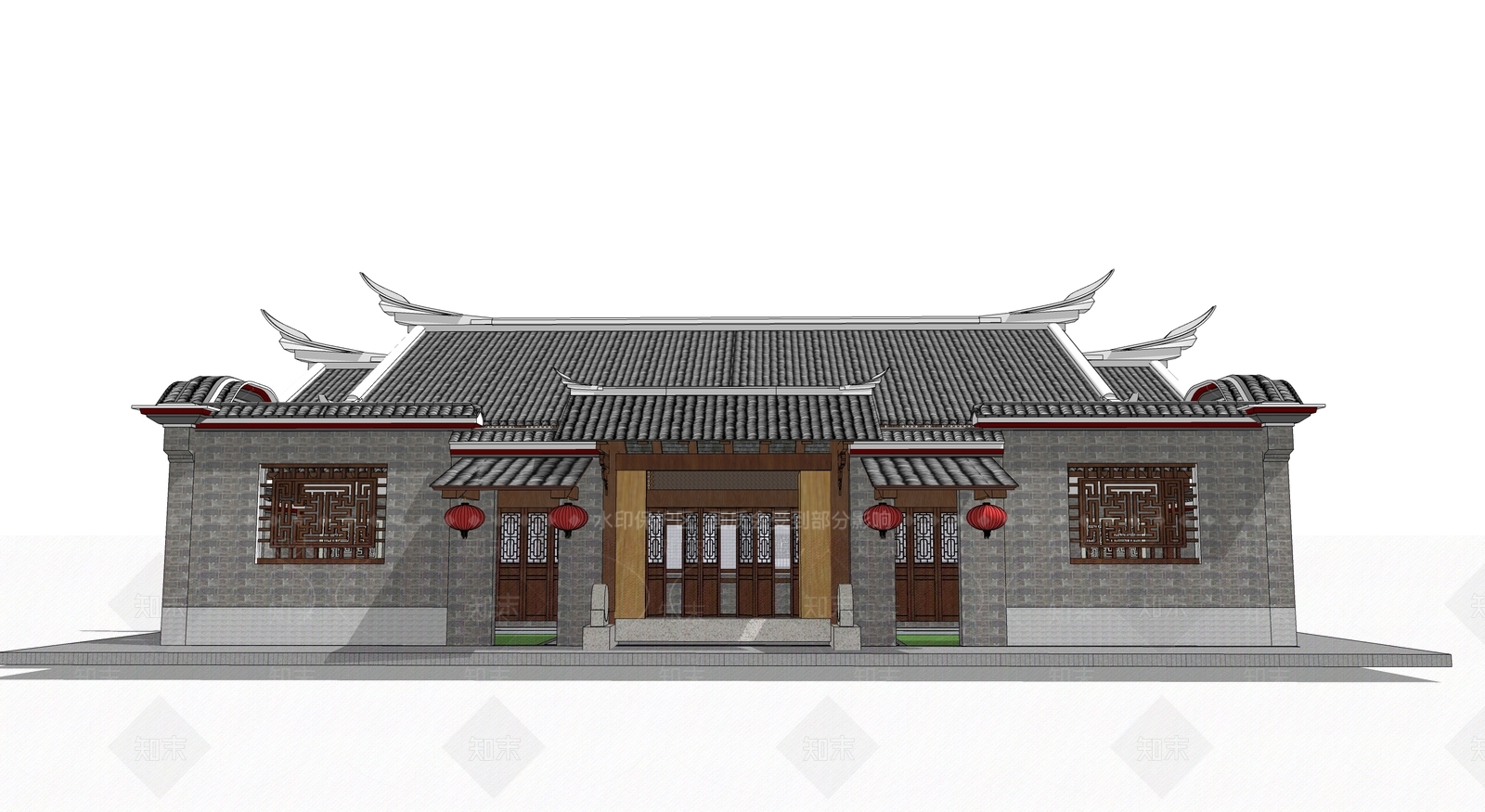 中式古建筑SU模型下载【ID:1194925068】