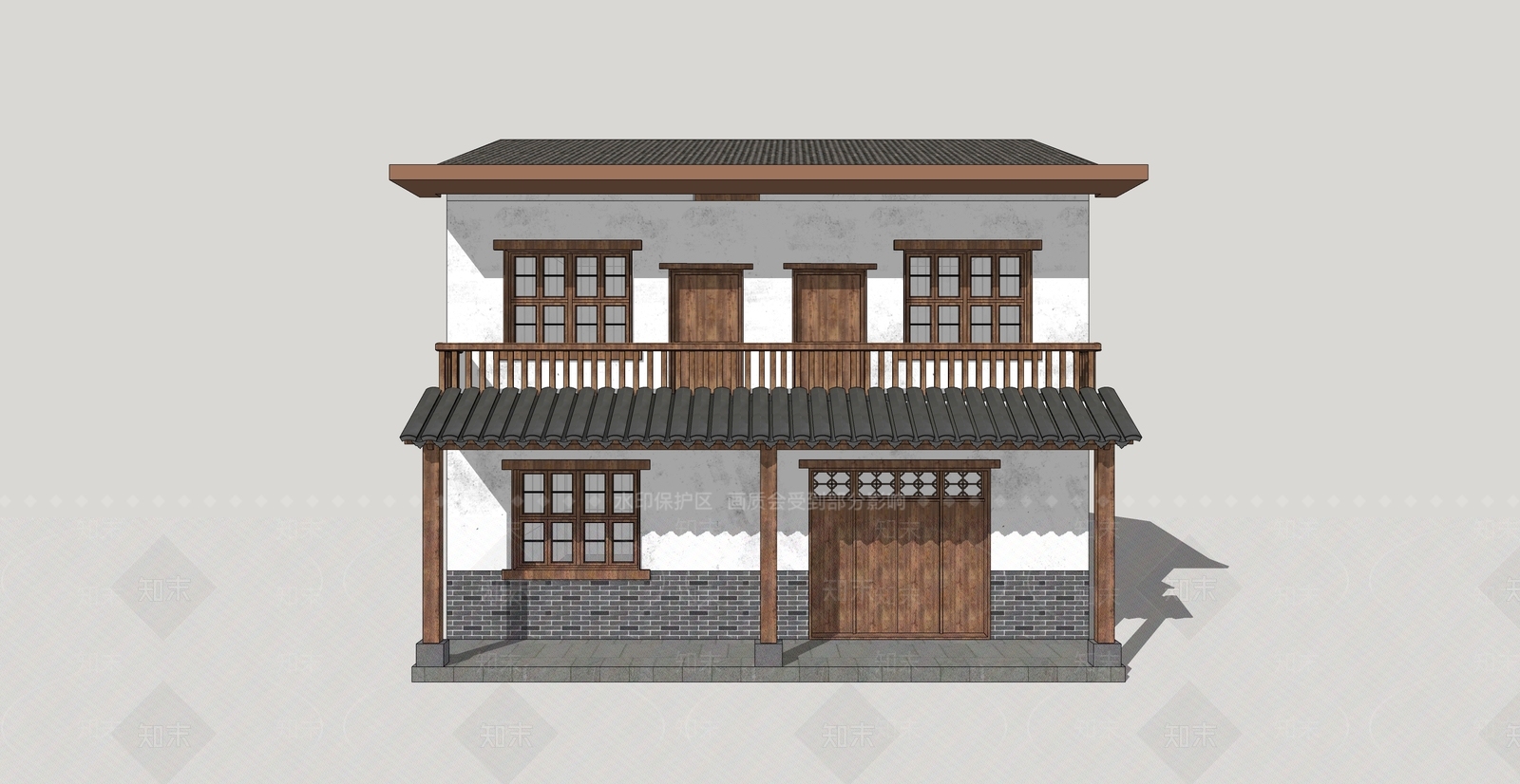 中式乡村民房SU模型下载【ID:1194930704】