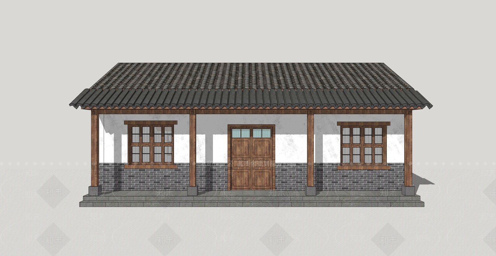 新中式乡村民房SU模型下载【ID:1194930870】
