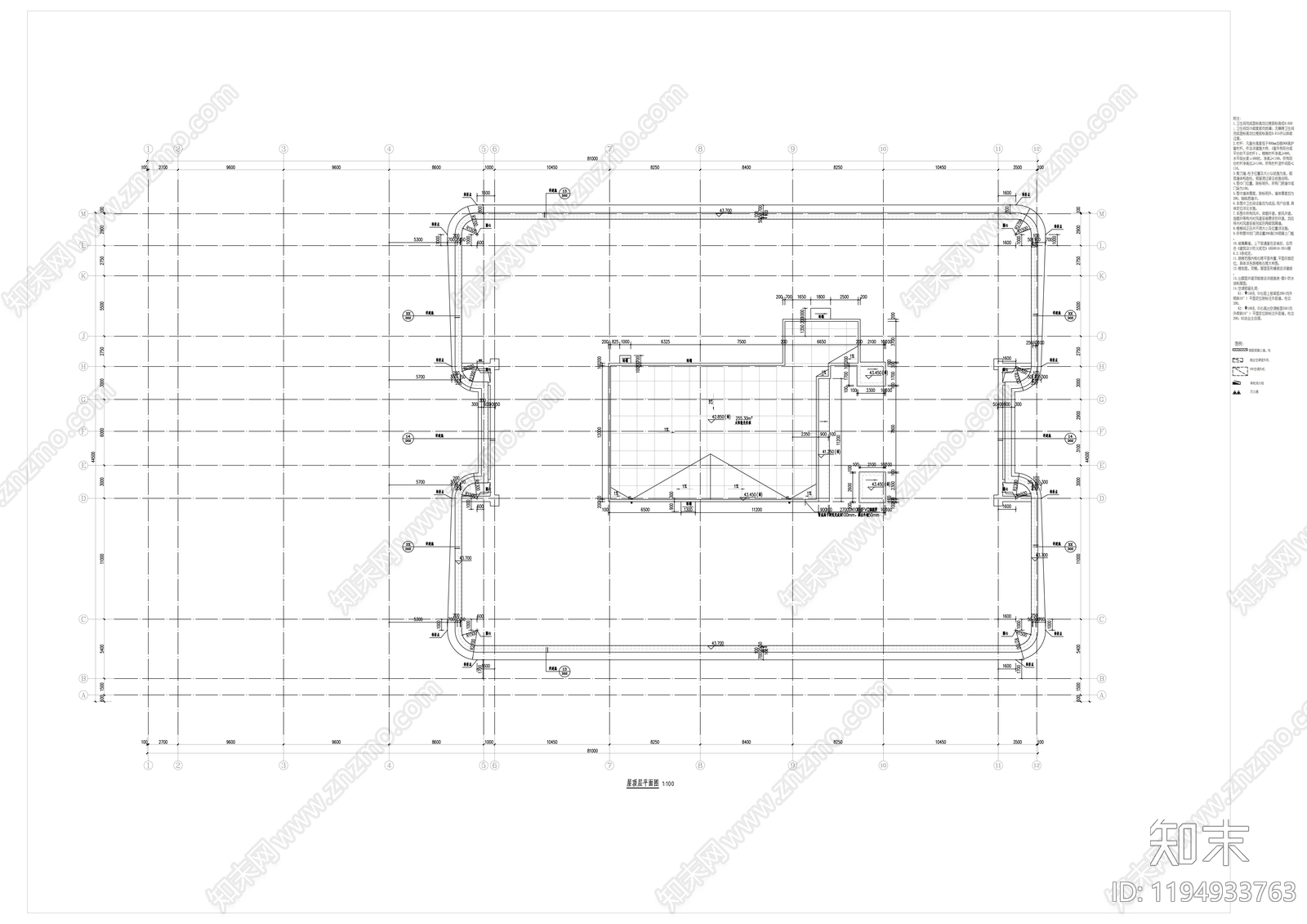 现代办公楼建筑cad施工图下载【ID:1194933763】