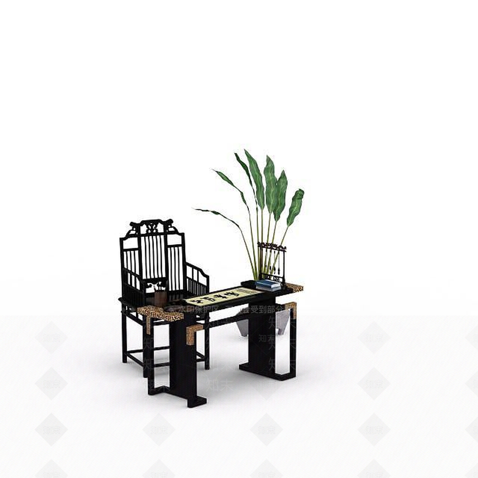 现代书桌椅3D模型下载【ID:1194936141】