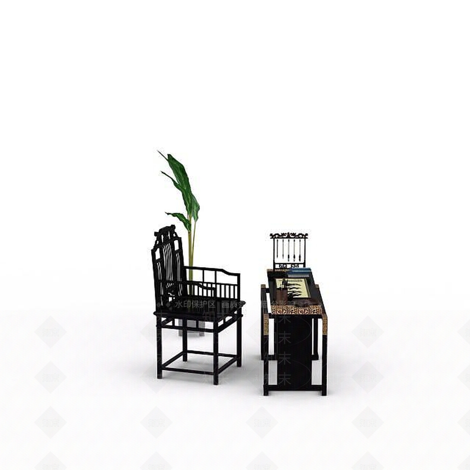 现代书桌椅3D模型下载【ID:1194936141】