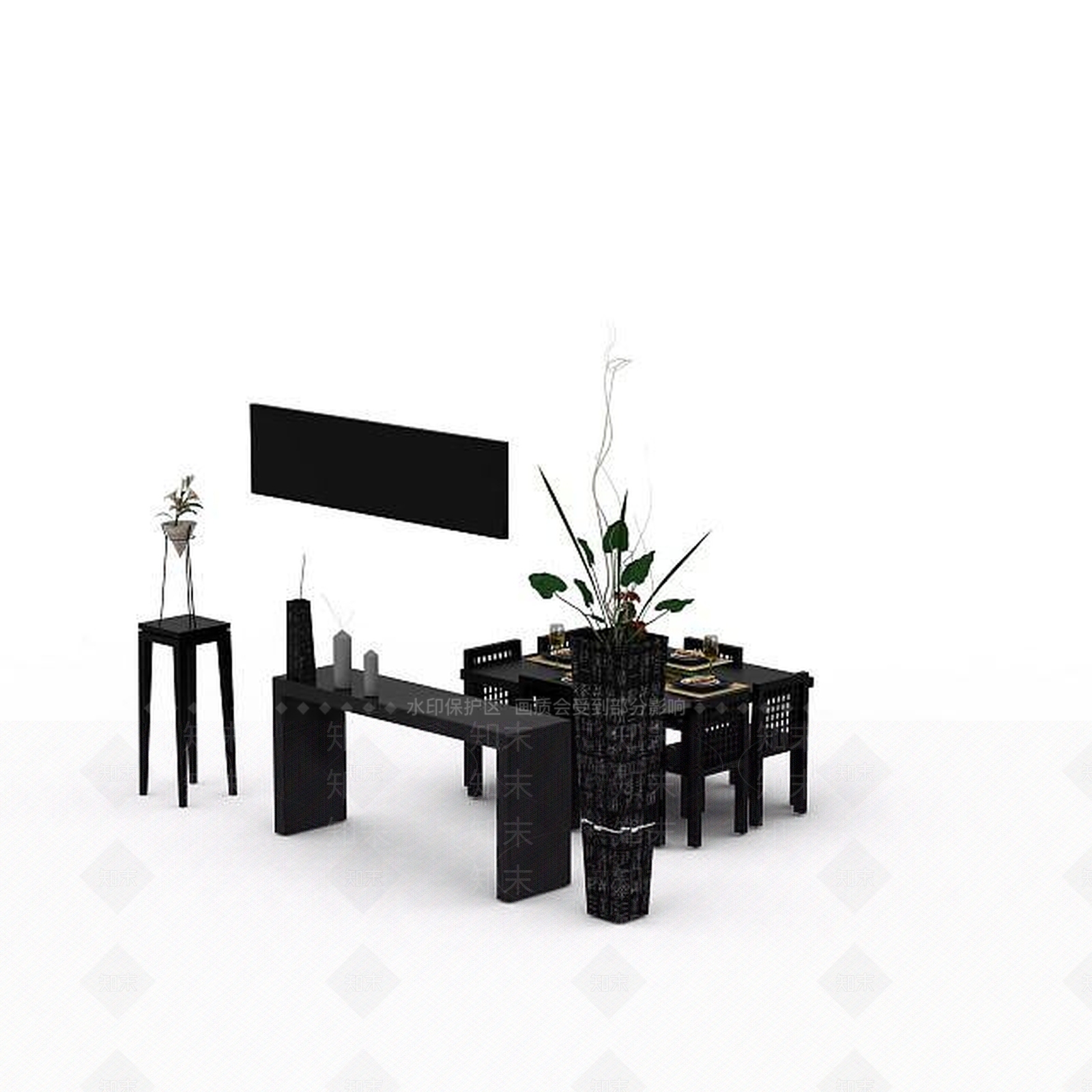 现代书桌椅3D模型下载【ID:1194936123】