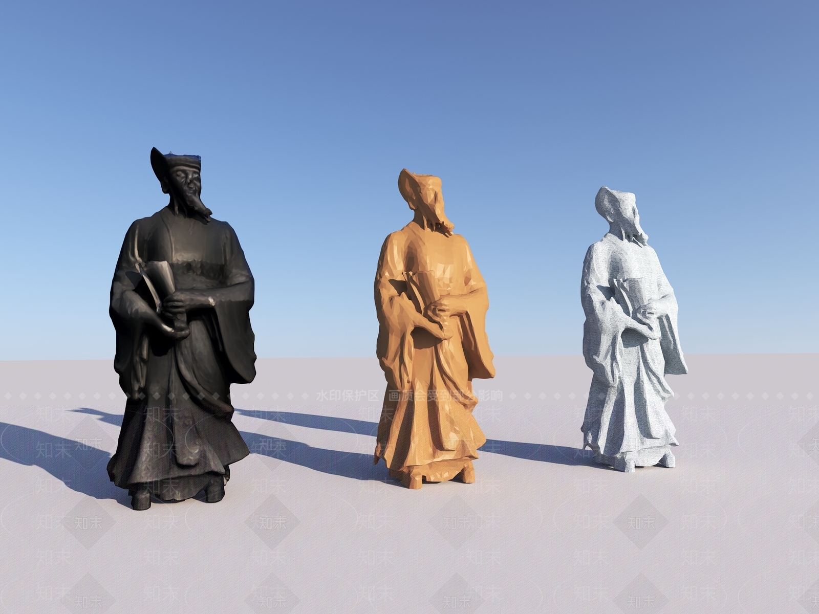 新中式中式雕塑小品SU模型下载【ID:1194940251】