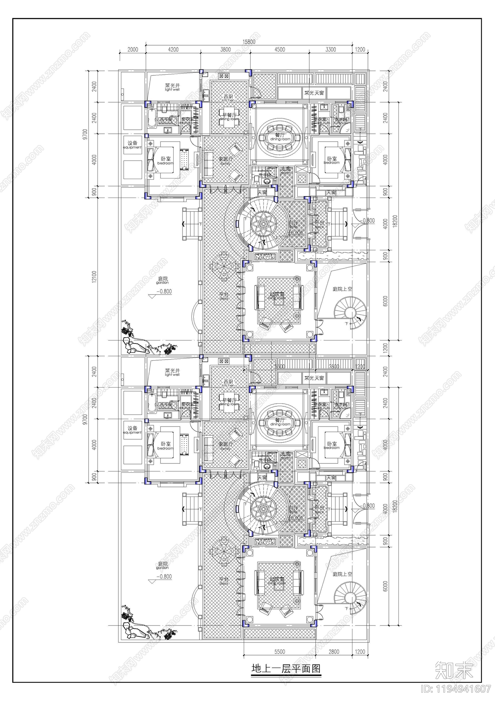 现代新中式四合院施工图下载【ID:1194941607】