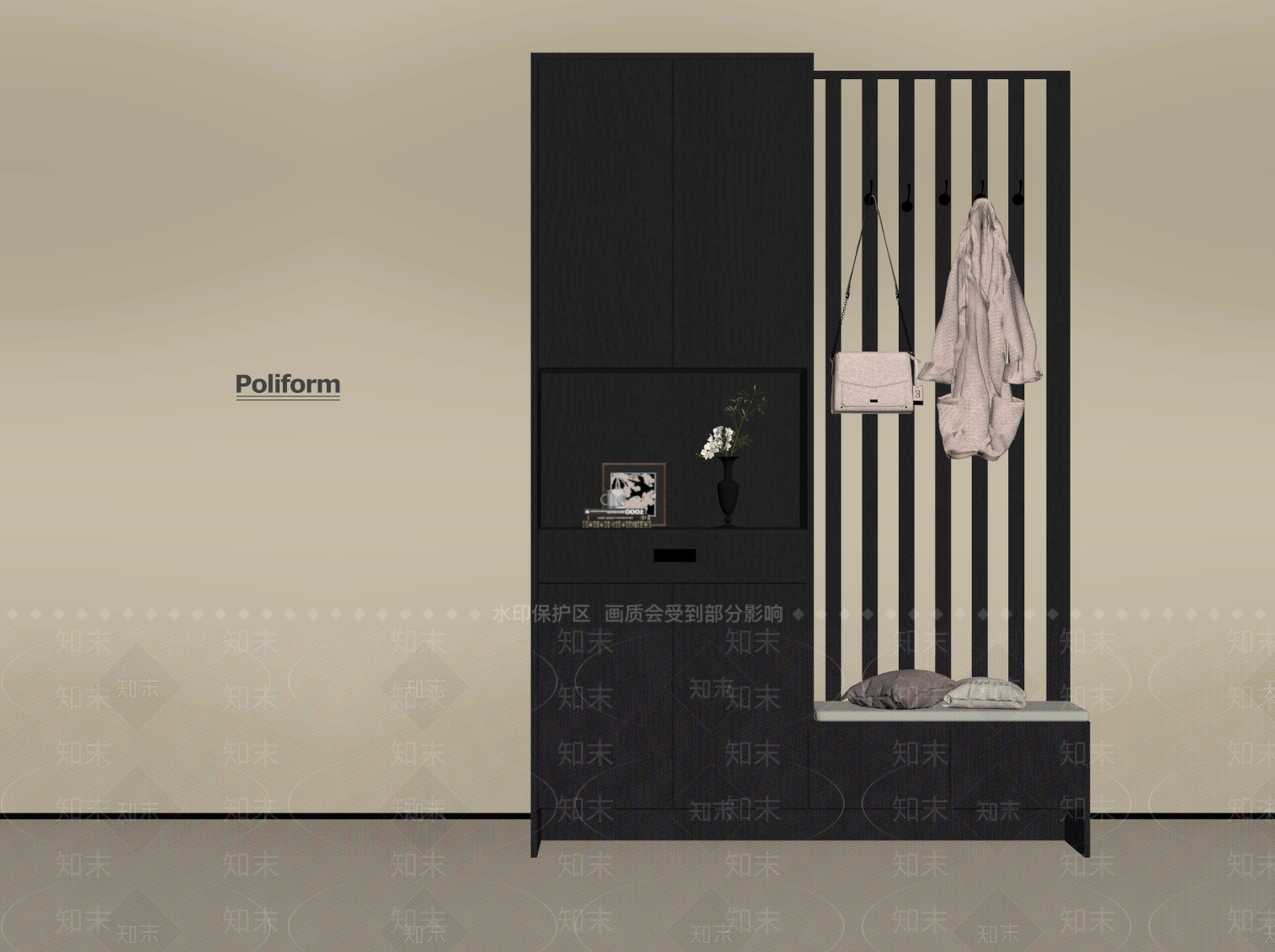 现代意式鞋柜SU模型下载【ID:1194942004】