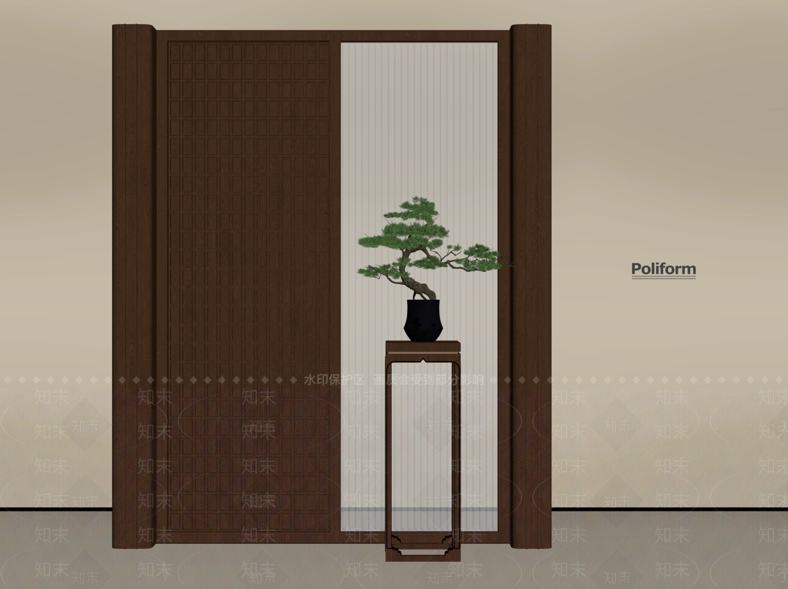 新中式隔断SU模型下载【ID:1194942258】