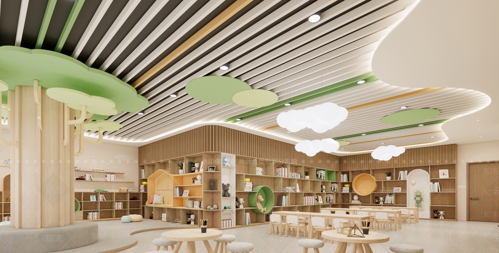 现代原木幼儿园内部SU模型下载【ID:1194943257】