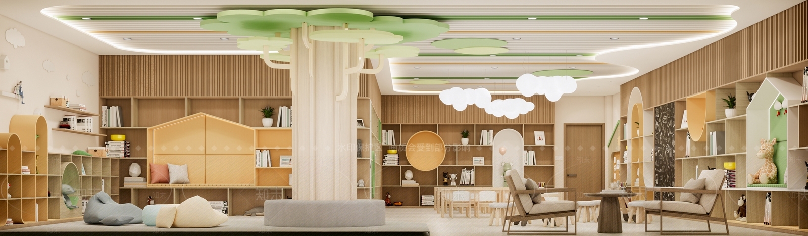 现代原木幼儿园内部SU模型下载【ID:1194943257】