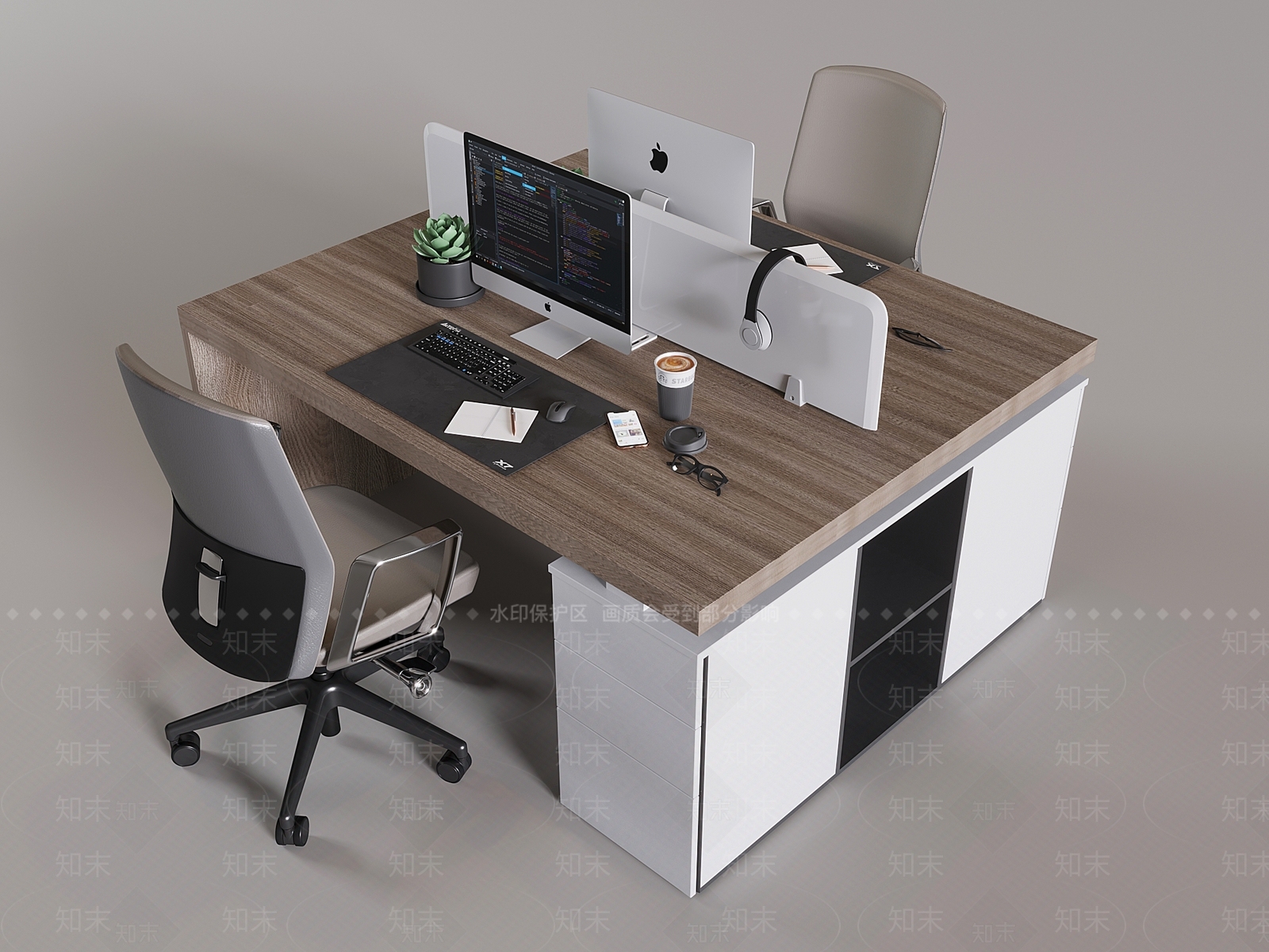 北欧办公桌椅3D模型下载【ID:1194945909】