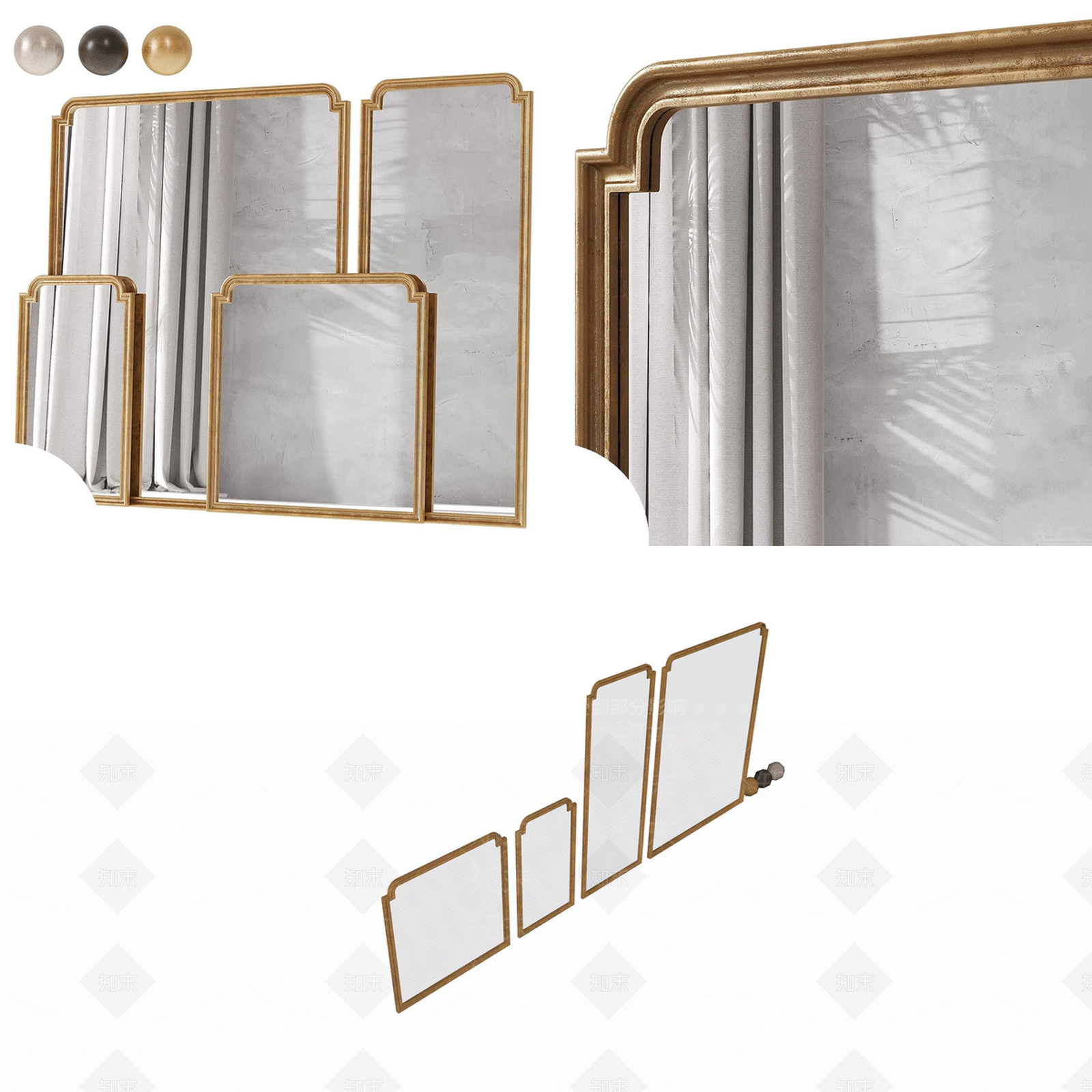 欧式法式镜子SU模型下载【ID:1194947619】