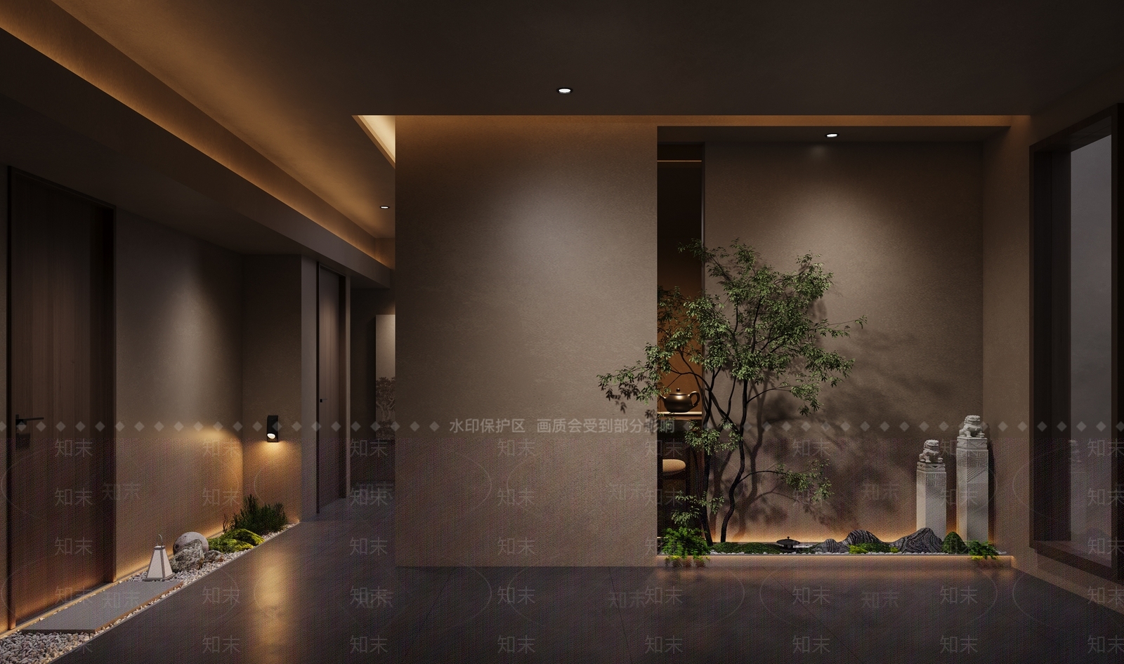 侘寂酒店走廊3D模型下载【ID:1215136804】