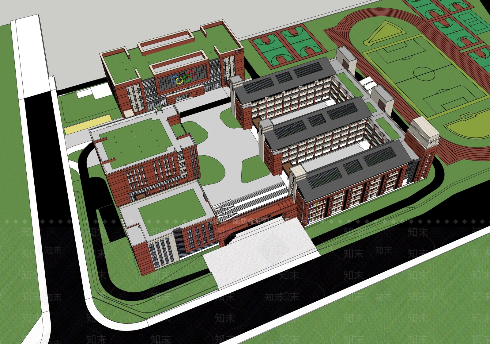 现代学校建筑SU模型下载【ID:1194954977】