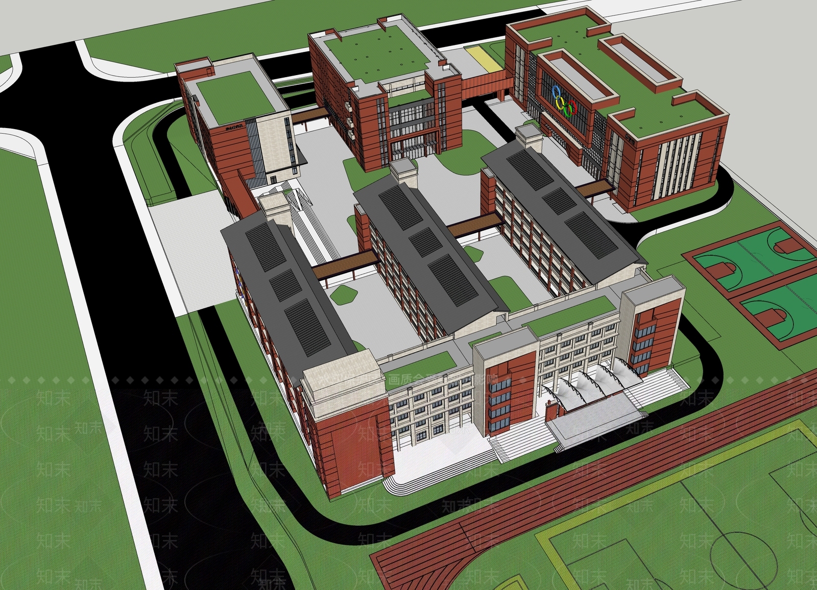 现代学校建筑SU模型下载【ID:1194954977】