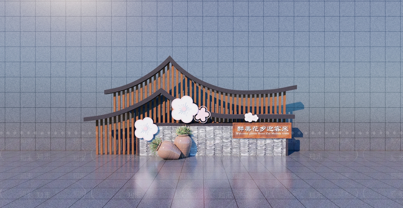 新中式标识标牌SU模型下载【ID:1194955207】