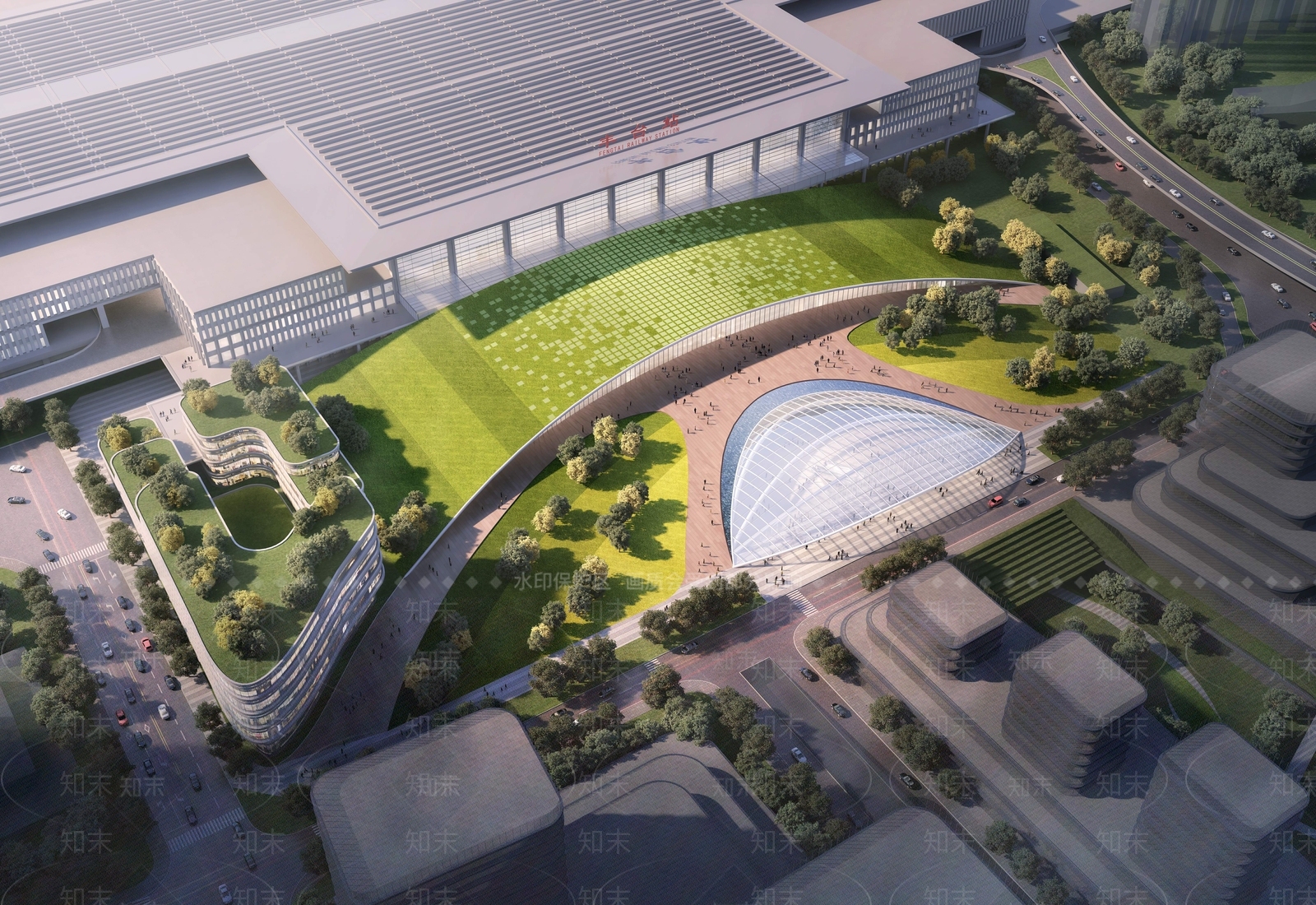 现代车站外观3D模型下载【ID:1194955433】