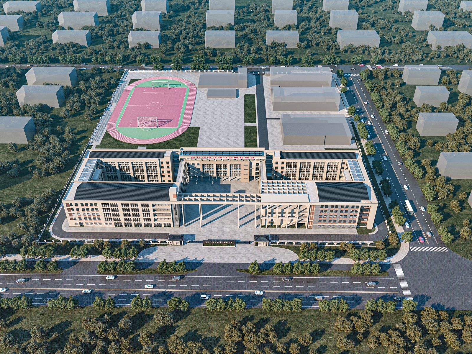 现代学校外观3D模型下载【ID:1194956182】