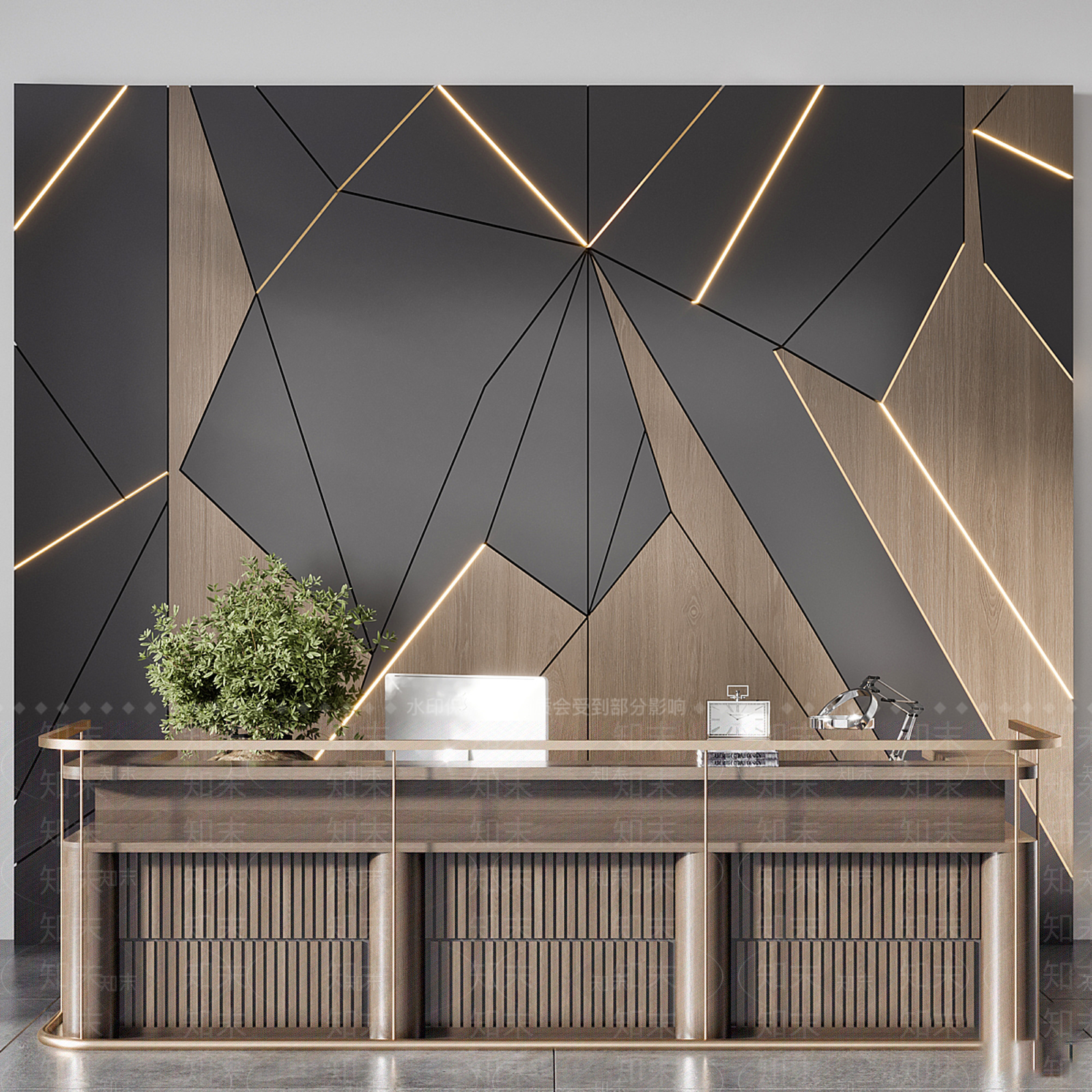 新中式轻奢前台3D模型下载【ID:1194956378】