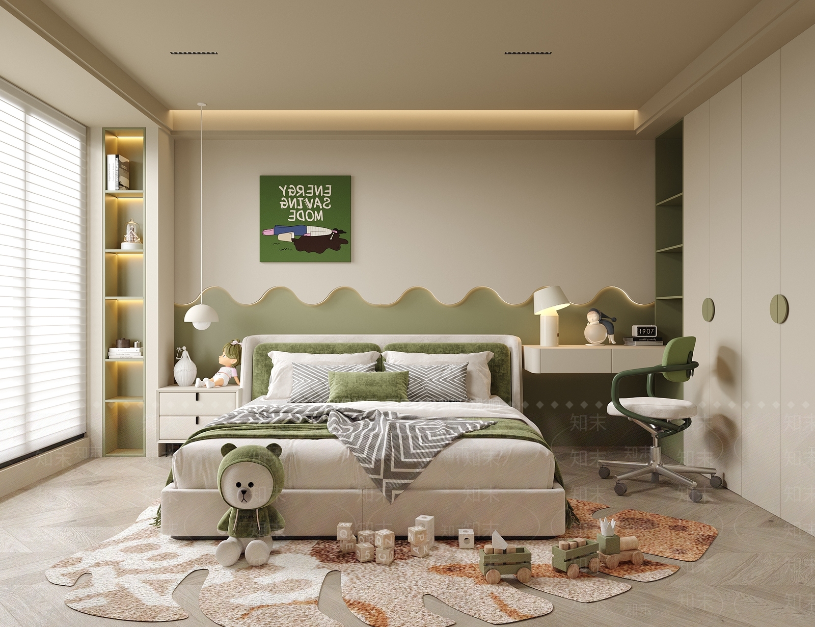 现代通用儿童房SU模型下载【ID:1194957801】