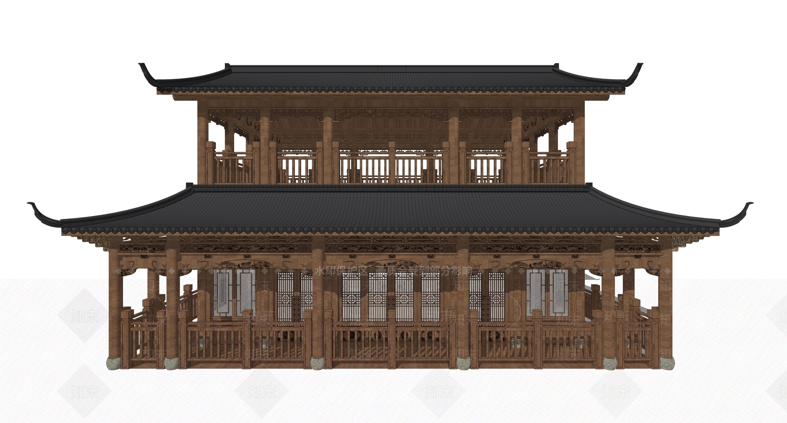 中式古建筑SU模型下载【ID:1194958164】