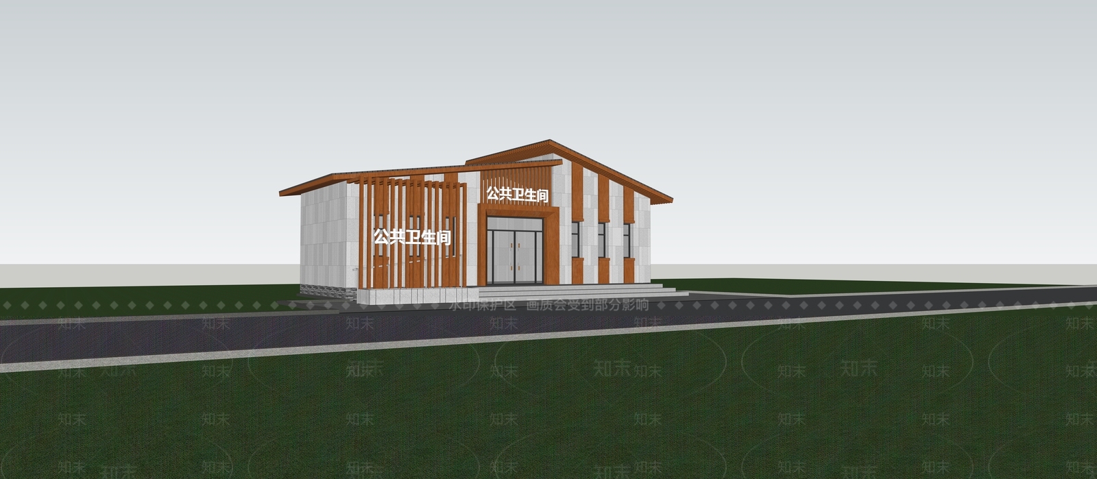 现代新中式小公建SU模型下载【ID:1194958269】