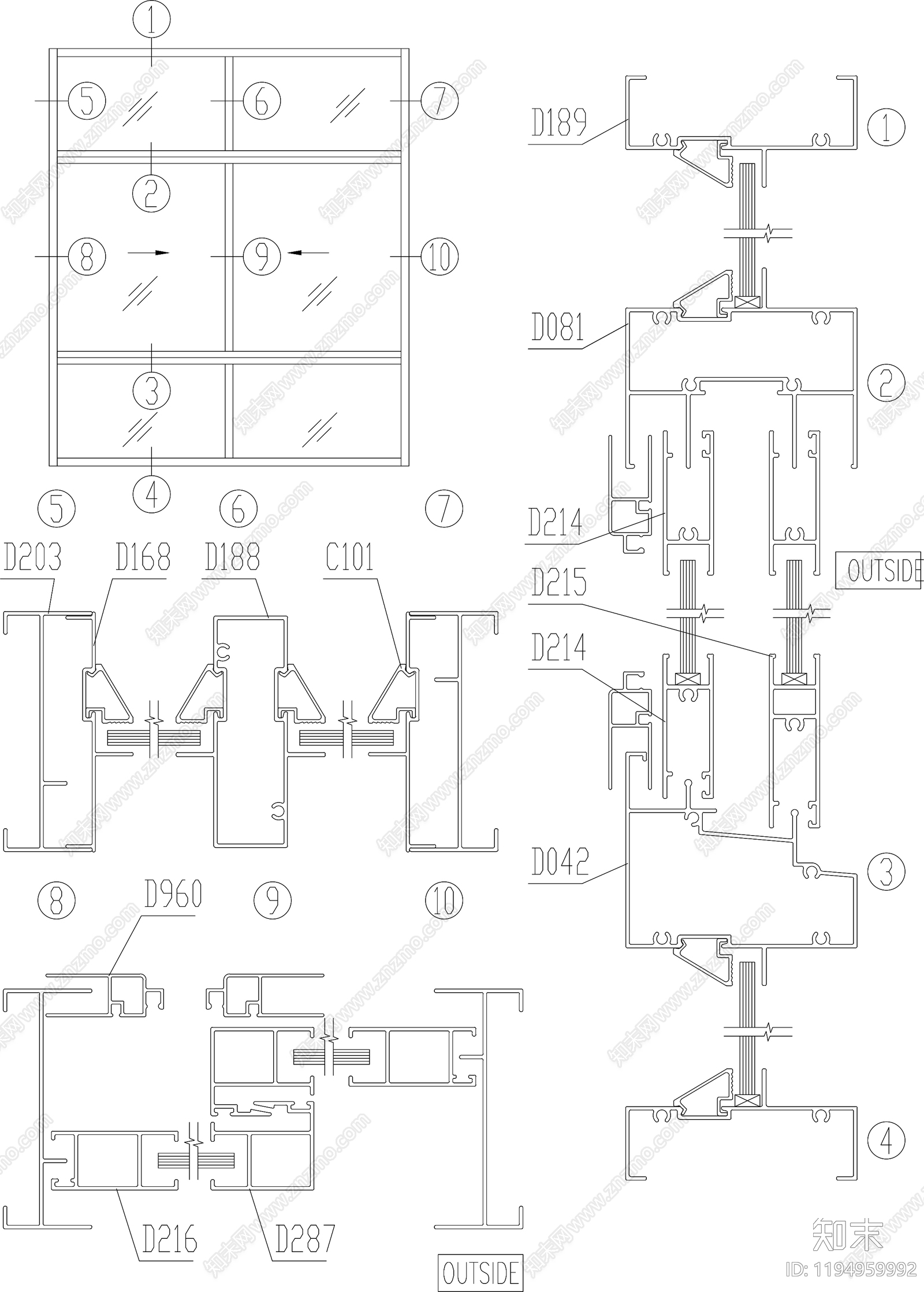 现代窗节点施工图下载【ID:1194959992】