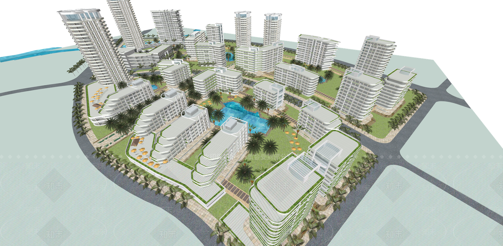 现代高层住宅SU模型下载【ID:1194962283】