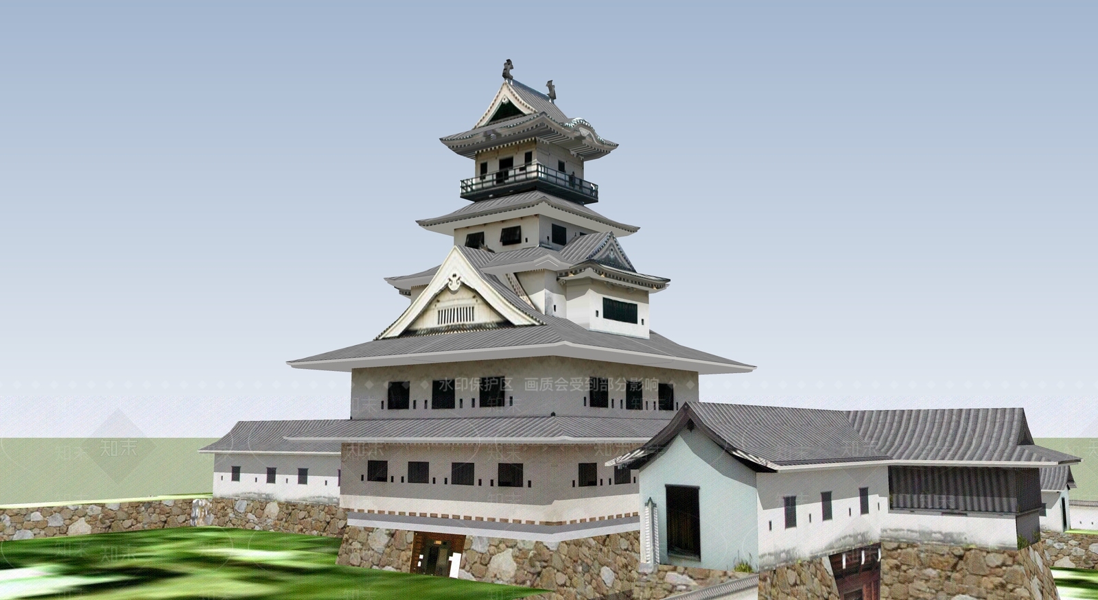 中式古建筑SU模型下载【ID:1194962831】