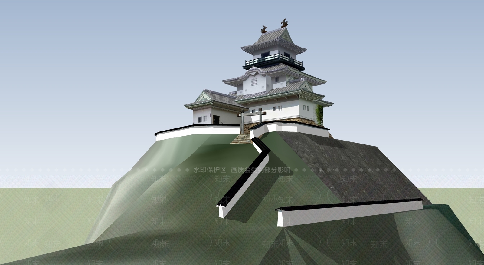 中式古建筑SU模型下载【ID:1194963652】