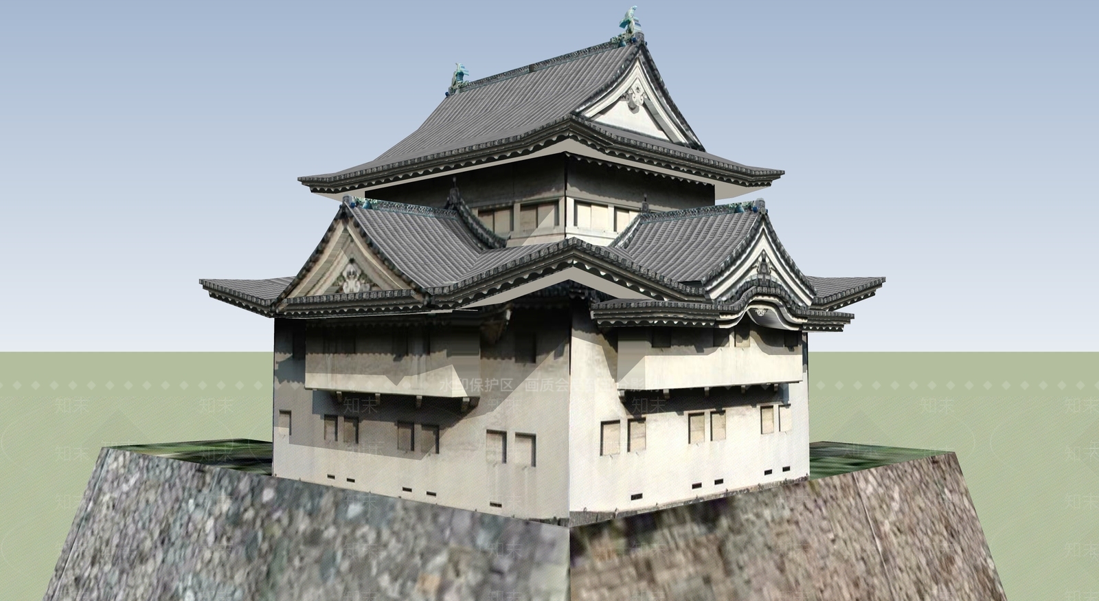 中式古建筑SU模型下载【ID:1194964458】