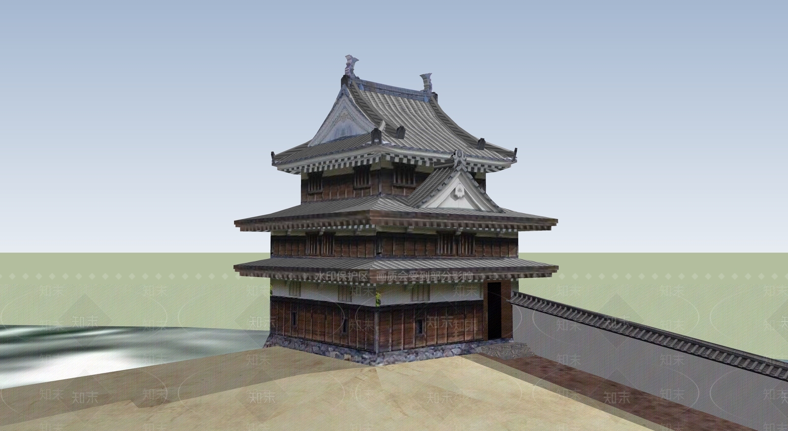 中式古建筑SU模型下载【ID:1194964564】
