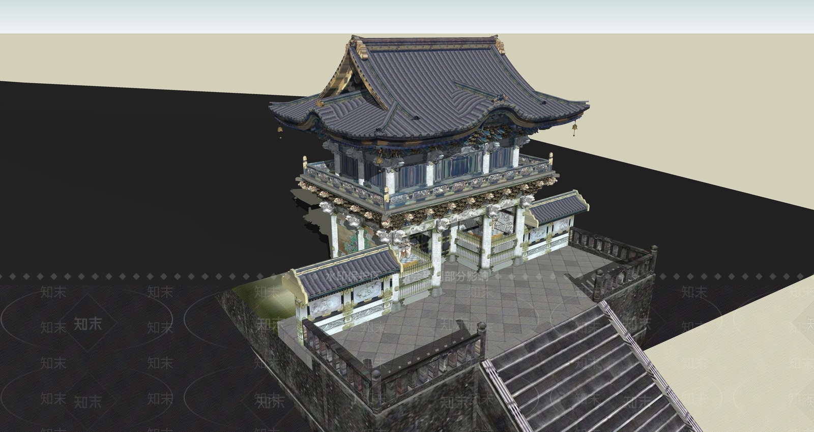 中式古建筑SU模型下载【ID:1194965427】