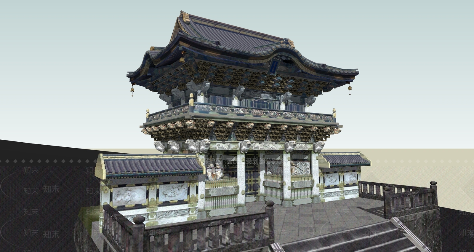 中式古建筑SU模型下载【ID:1194965427】