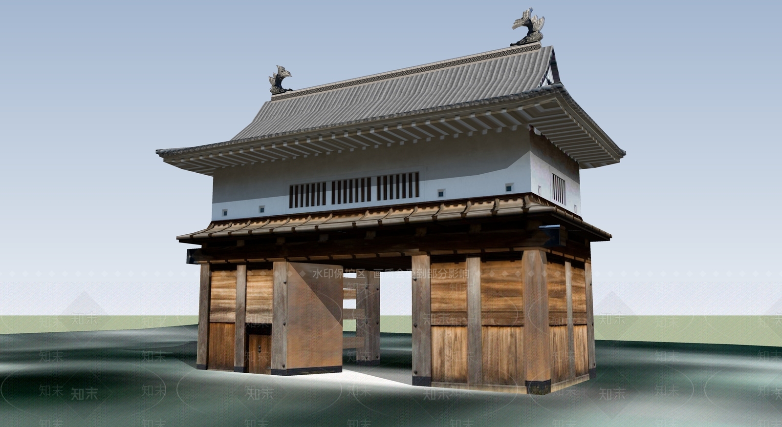 中式古建筑SU模型下载【ID:1194967718】