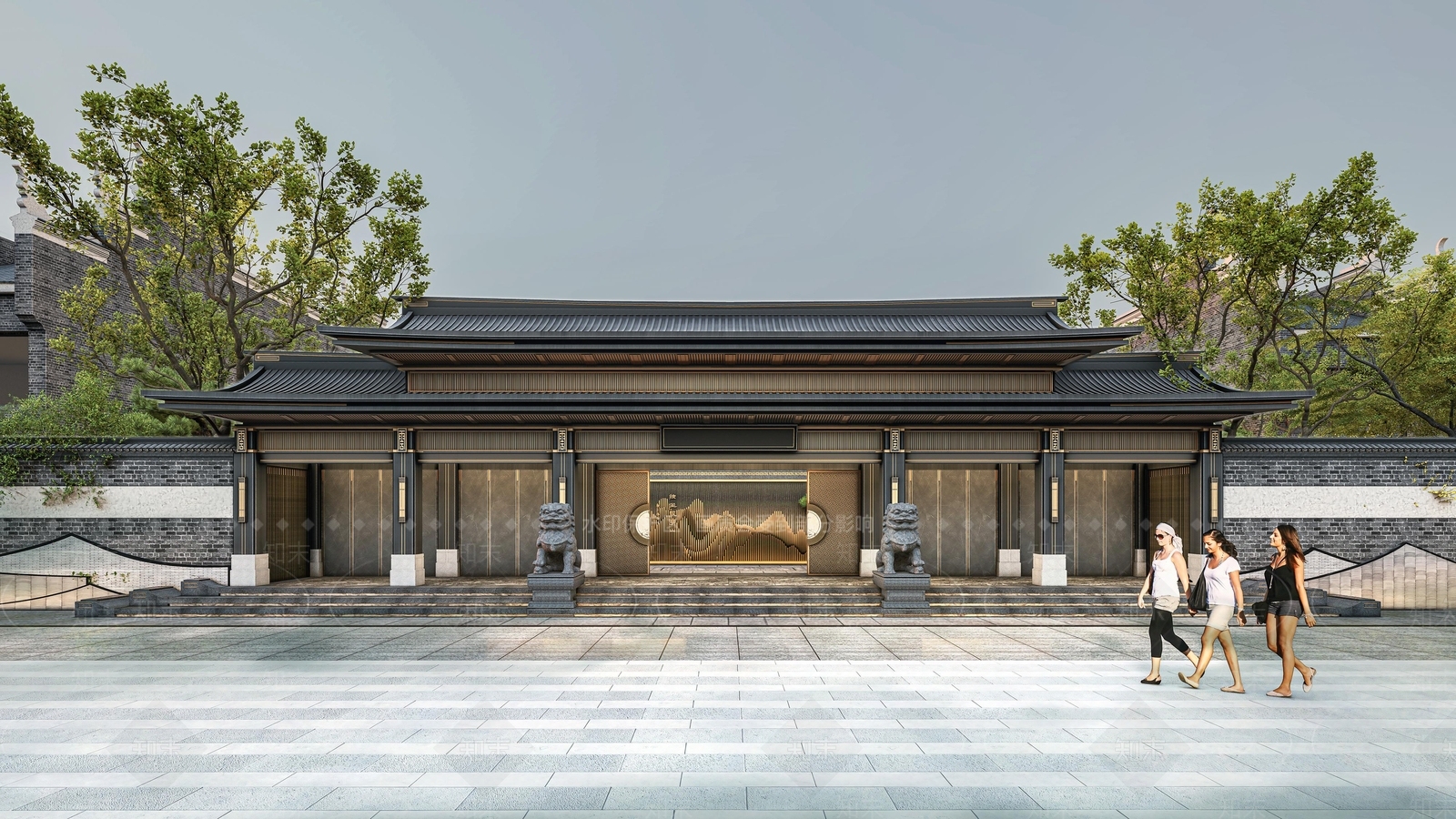 中式别墅庭院SU模型下载【ID:1194969405】