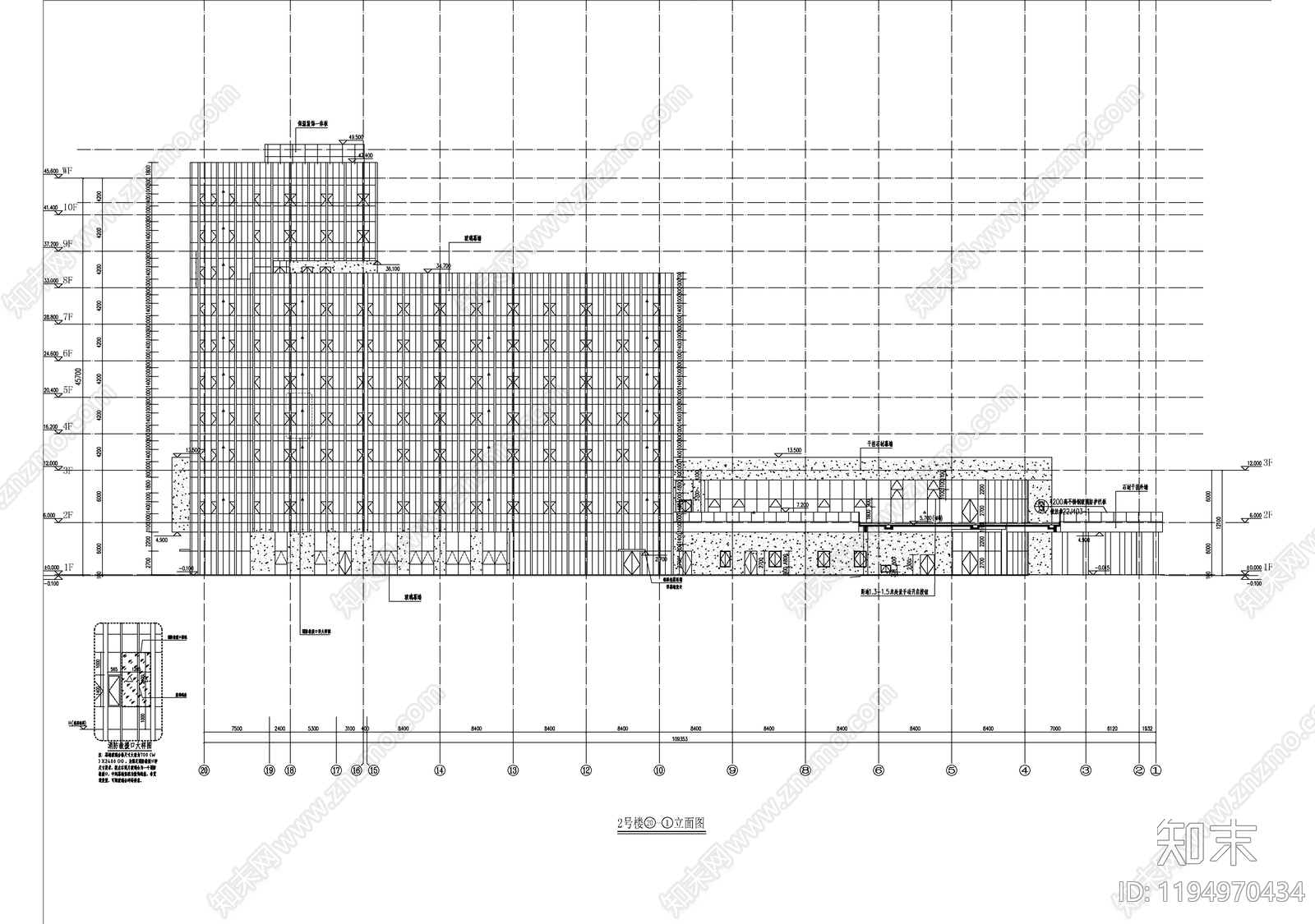 现代学校建筑cad施工图下载【ID:1194970434】