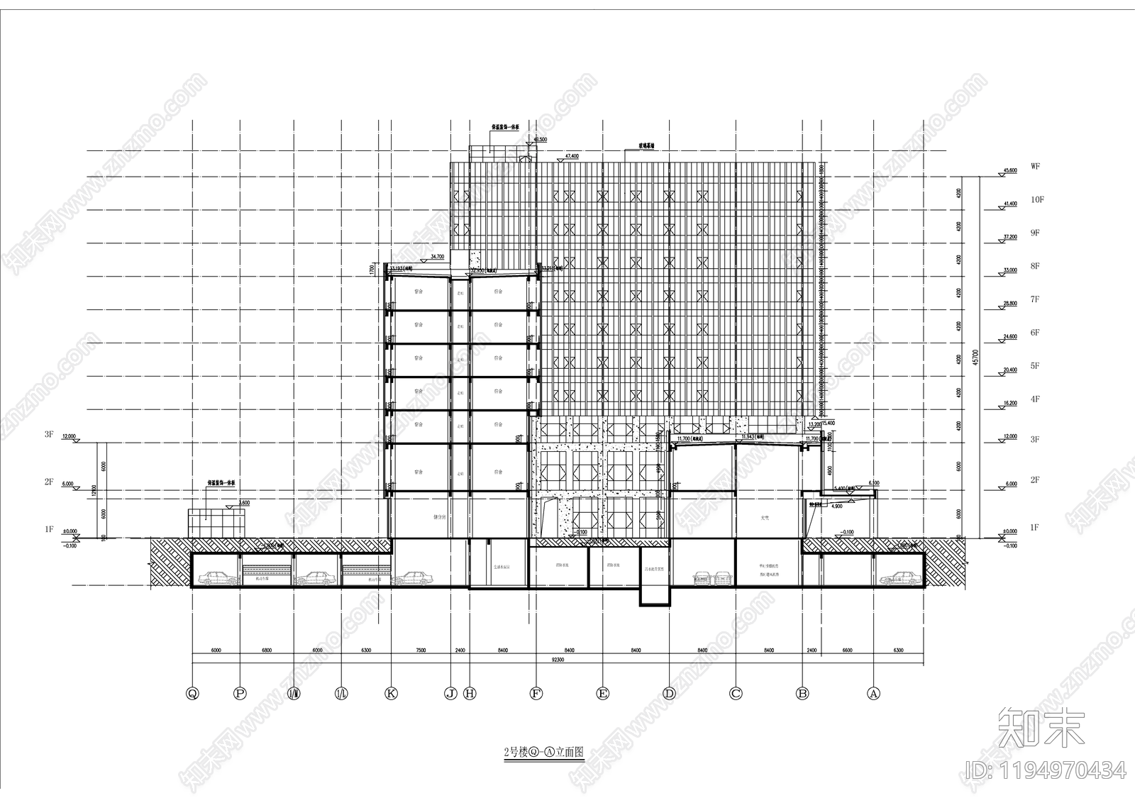 现代学校建筑cad施工图下载【ID:1194970434】