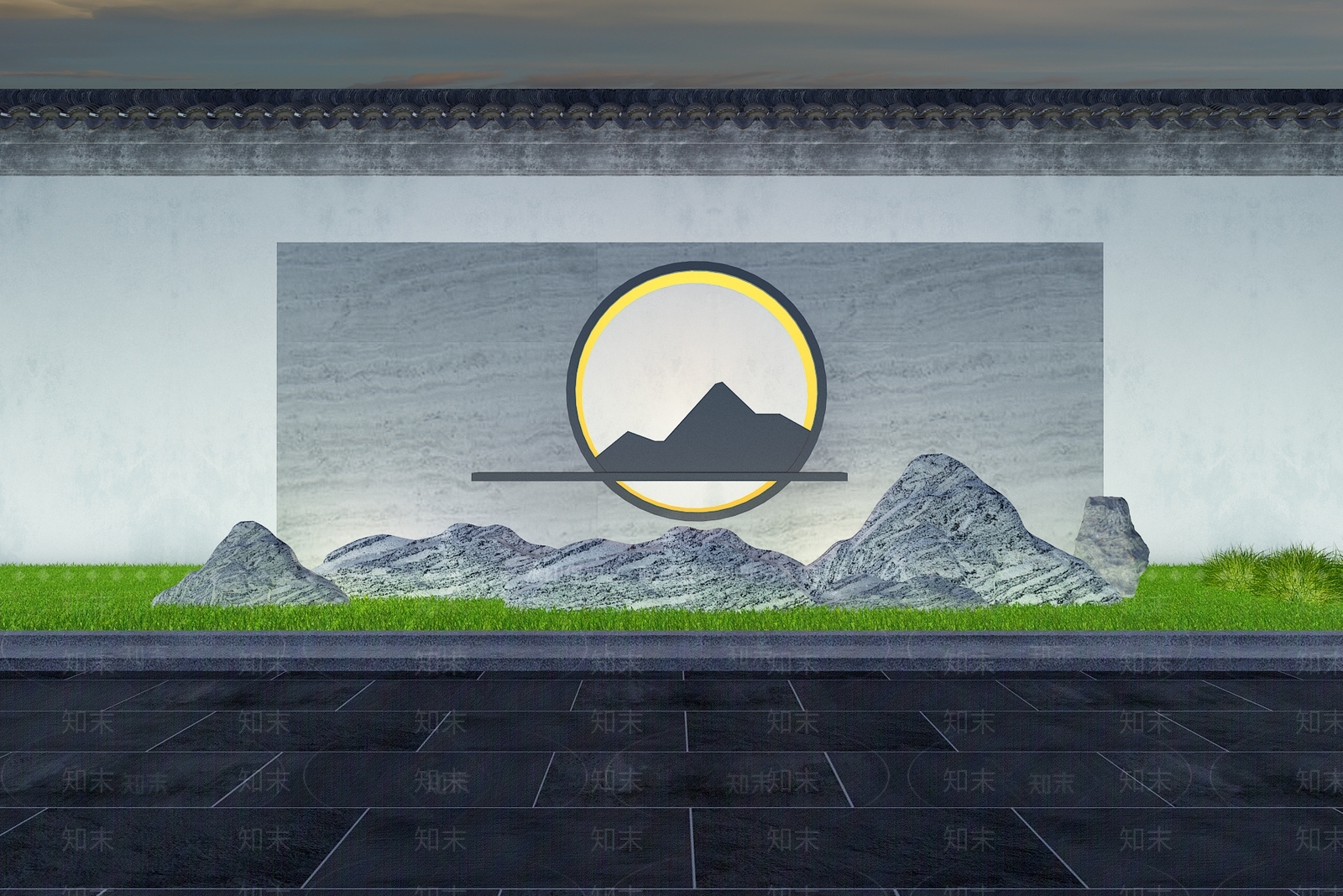中式新中式景墙3D模型下载【ID:1194972265】