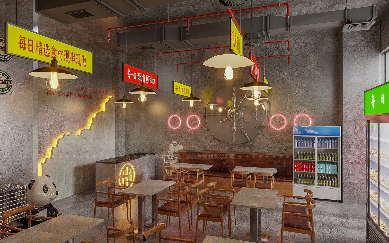 现代工业烧烤店3D模型下载【ID:1194974438】