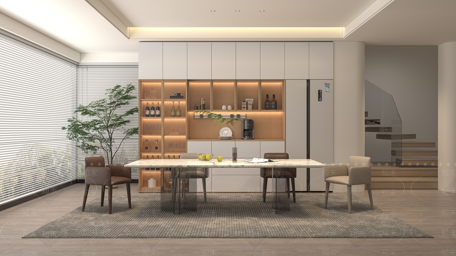 原木家居餐厅3D模型下载【ID:1194975012】
