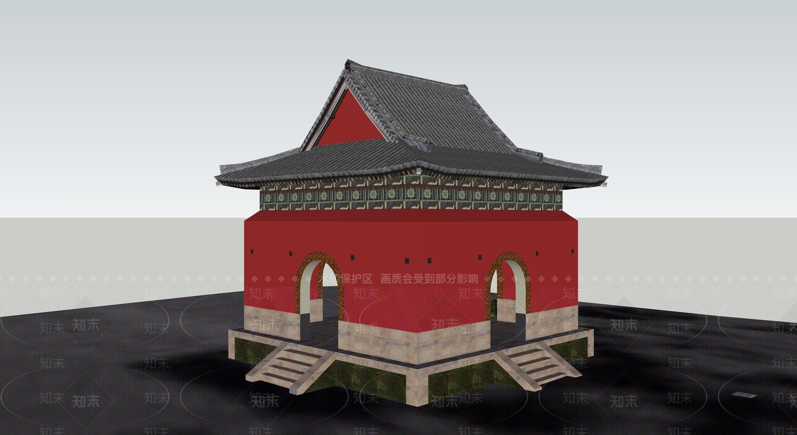 中式古建筑SU模型下载【ID:1194975018】