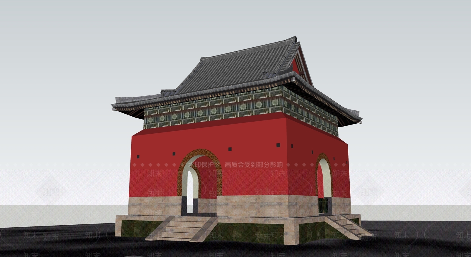 中式古建筑SU模型下载【ID:1194975018】