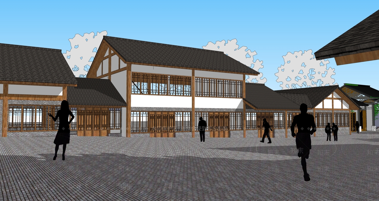 新中式乡村民房SU模型下载【ID:1194975475】