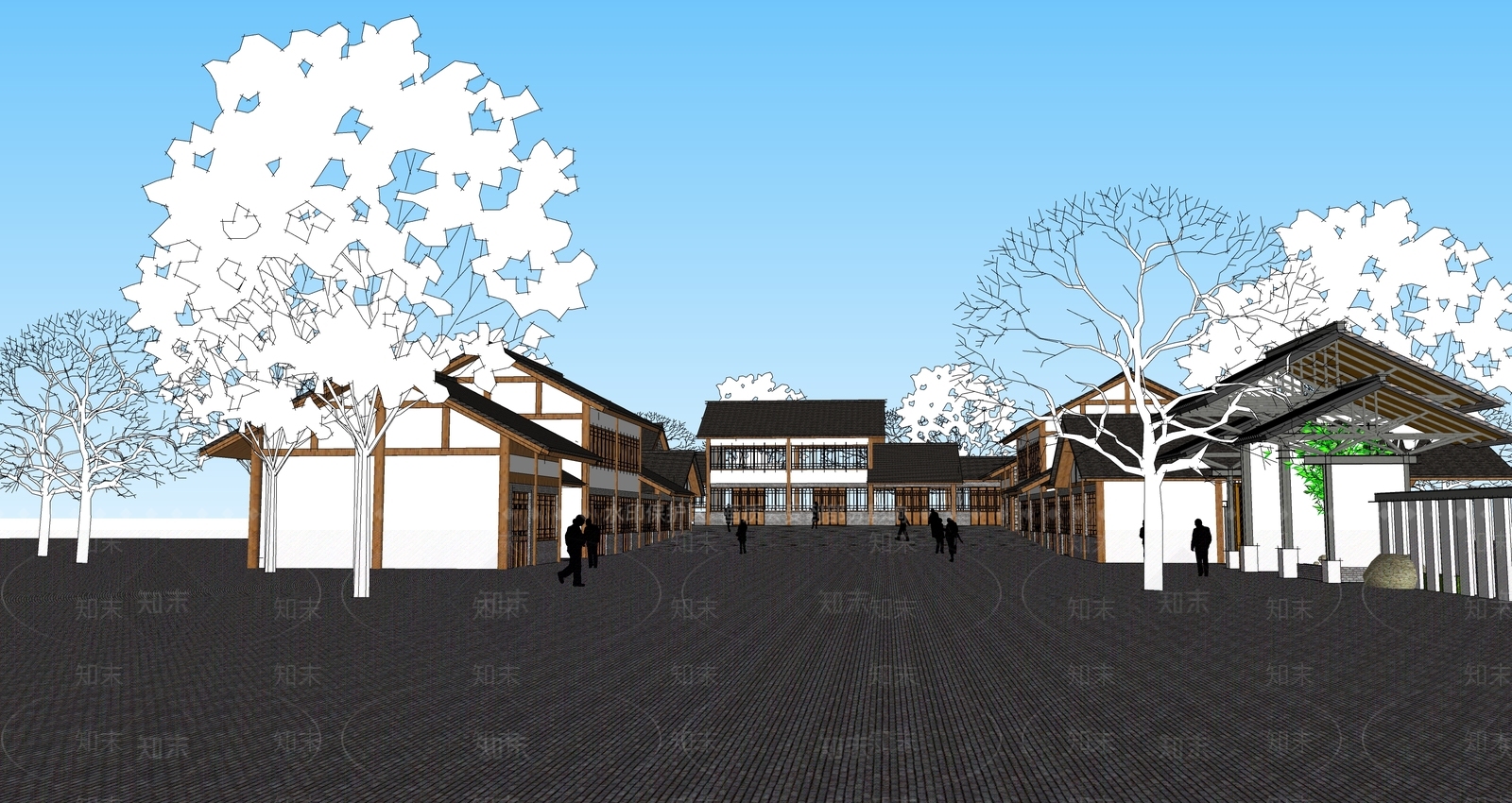 新中式乡村民房SU模型下载【ID:1194975475】