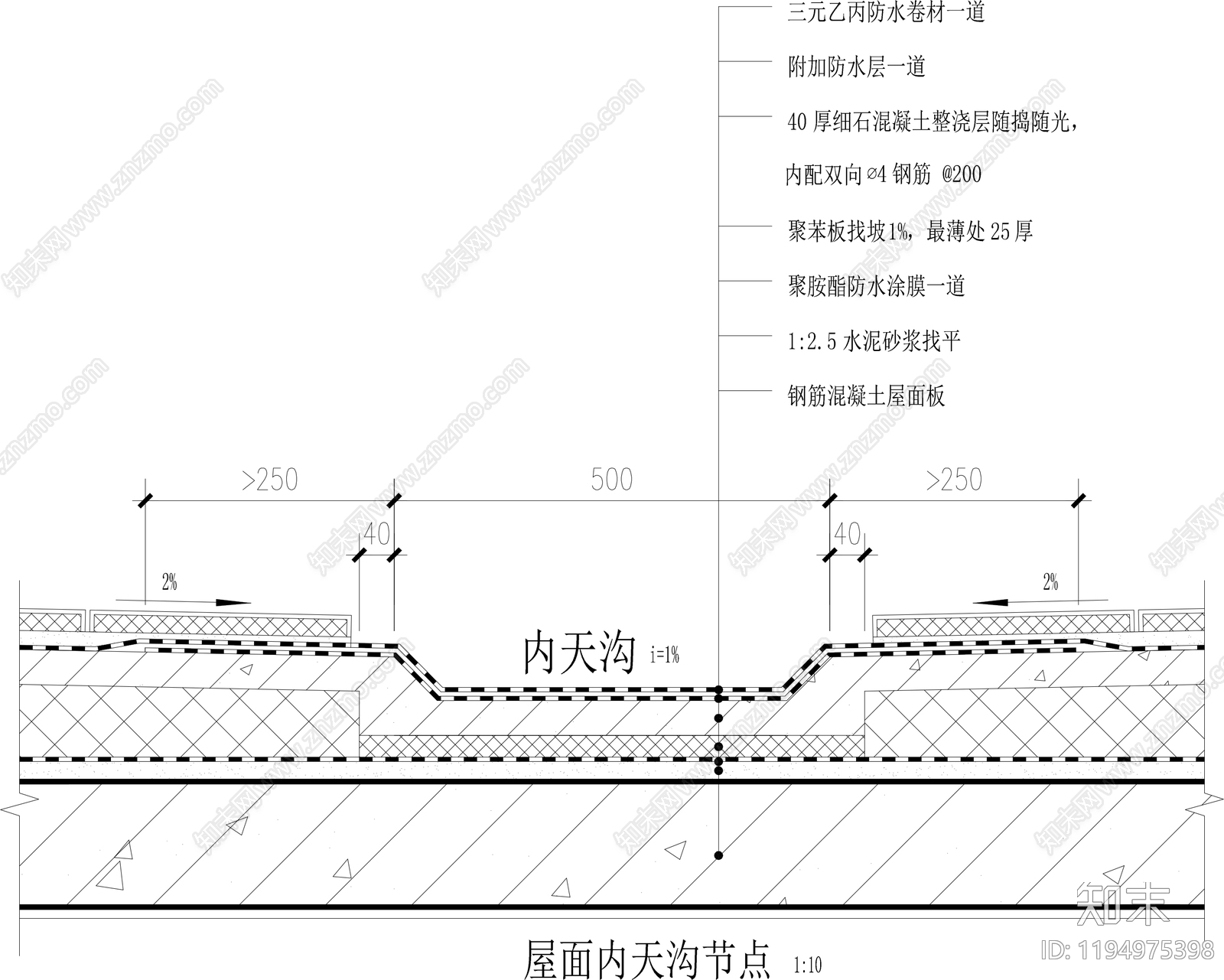屋檐节点cad施工图下载【ID:1194975398】