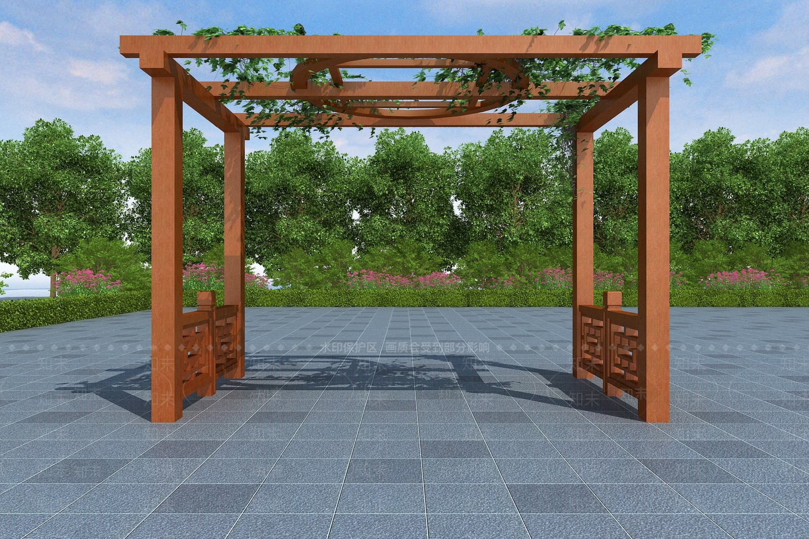 现代廊架3D模型下载【ID:1194977562】