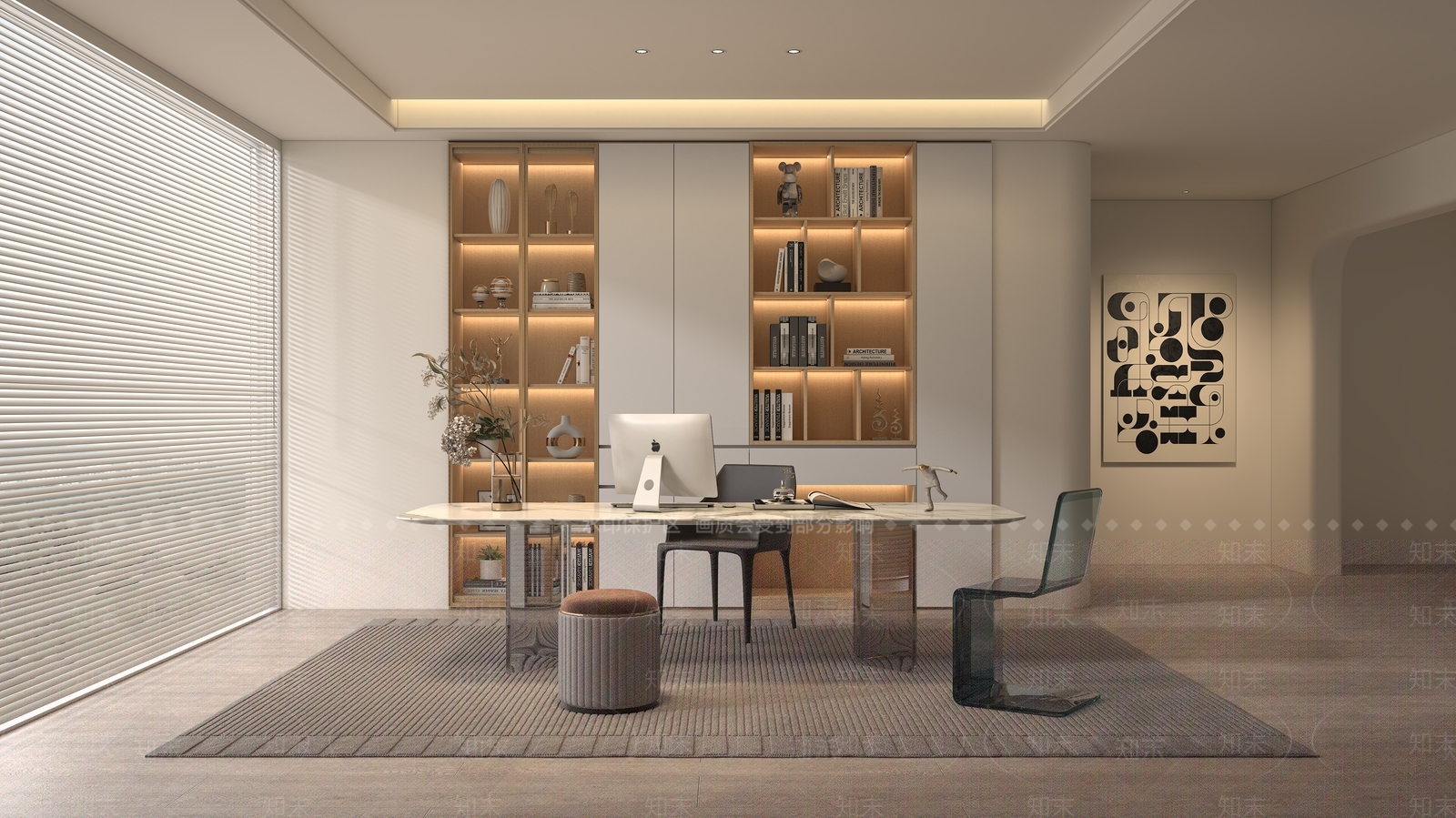 原木书房3D模型下载【ID:1194977318】