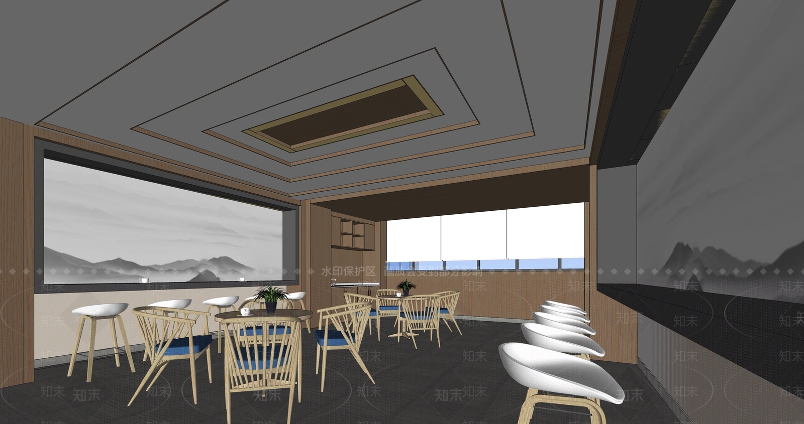 新中式其他学校空间SU模型下载【ID:1194977703】